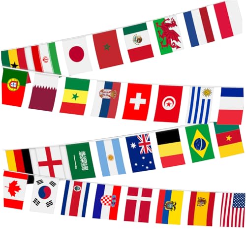 Lawnrden 100 Länder String Flag, Internationale Bunting -Banner, World Flag -Bannerdekoration, 95 -Fuß von Lawnrden