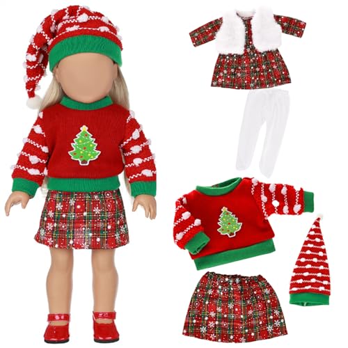 Lawnrden 18 Puppenkleidung und Accessoires, 2 Set 18 Zoll Puppenkleidung Weihnachtswinter mit Kleiderpullover Hutrock für Zoll Puppen Lawnrden 18 Puppenkleidung und Accessoires, 2 Set 18 Zoll Puppenkleidung Weihnachtswinter mit Kleiderpullover Hutrock für Zoll Puppen von Lawnrden