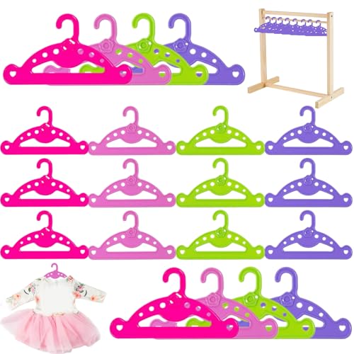 Lawnrden 20pcs Puppenkleiderbügel 5x3 Zoll Plastikpuppenbügel gemischte Farbe Leicht anhaltende Mini-Kleiderbügel für Puppenkleiderkleid-Outfit-Kleid, Puppenkleiderbügel von Lawnrden