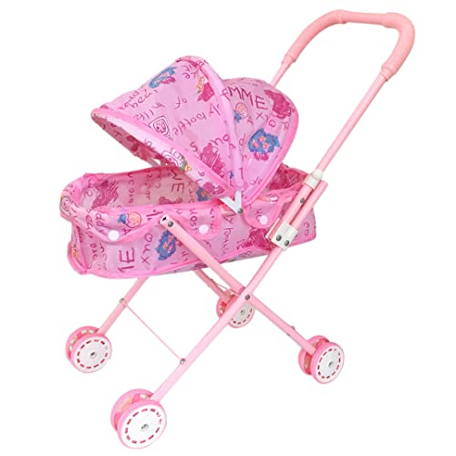 Lawnrden Babypuppenwagen, faltbar mit Hood Toy Doll Kinderwagen, waschbarer Anti-Rust-Spielzeugbaby Kinderwagen, großer Kapazitätsspielzeug-Kinderwagen für Kinder von Lawnrden