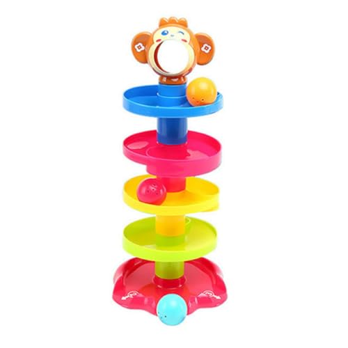 Lawnrden Ball Drop and Roll Ramp Toy, Baby Ball Tower Roll Ball -Spiel, 5 Schichten drehen Wirbelkugelrampe, Rolling Ball Monkey Tower für Baby Early Education von Lawnrden