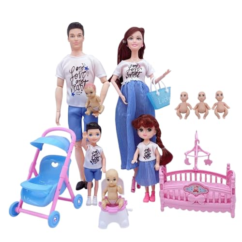 Lawnrden Familienpuppe Set, sichere Schwangere Puppen -Set mit Papa & 3 Kindern, 5 Menschen mit Puppenzubehör tun Spielzeug für Kinder | Puppen Lawnrden Familienpuppe Set, sichere Schwangere Puppen -Set mit Papa & 3 Kindern, 5 Menschen mit Puppenzubehör tun Spielzeug für Kinder | Puppen von Lawnrden