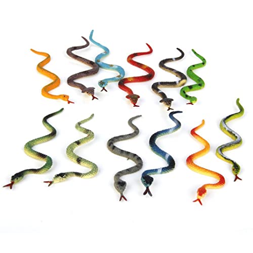 Lawnrden Halloween -Schlangenspielzeug, Gummi -Spielzeugschlangen, 12pcs Plastik Fake Snake Witz Streich Täuschen Trick Spielzeuggarten Requisiten Gummischlangen für Halloween -Partys von Lawnrden