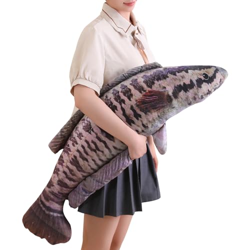 Lawnrden Lifelike Fischform Plüschkissen, weiches Big Carp Stoffed Toy Pushion mit Reißverschluss, Kinder Neuheit Geschenkplüsch für Kinder Wohnkultur/31,5 Zoll von Lawnrden