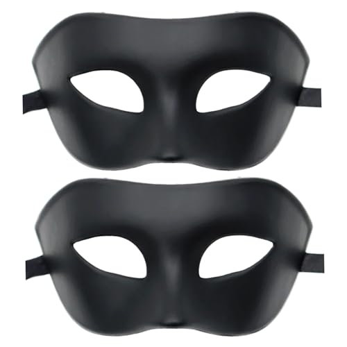 Lawnrden Masquerade -Maske, 2pcs Halbgesicht, DIY -leere Maske mit Bändern, leichte bequeme Halloween -Maske - Schwarz von Lawnrden