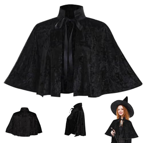 Lawnrden Mittelalterlicher Schal, Schwarze Frauen Renaissance Samt Cape Wrap von Lawnrden