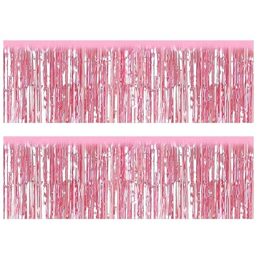 Lawnrden Pinks Foil Fringe Glitter Tisch Rock Party Dekorationen, 2pcs Lichtzweige Rockgirlande zum Geburtstag, Kulissen, Partydekoration von Lawnrden