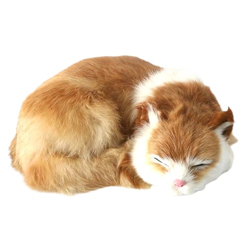 Lawnrden Simulation Orange Katze Plüschspielzeug, niedliche lebensechte orangefarbene Katze, gefüllte Tierspielzeug, falsche Katze für Kinder Geschenke Home Decor/8.3x6.7x2,4 Zoll von Lawnrden