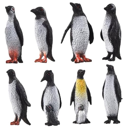 Lawnrden Simulation Penguin -Modell, 8pcs Penguin -Figuren, arktische Tiere Pinguin -Spielzeug, Kunststoff -Mini -Pinguin -Figuren für die Heimdekoration von Lawnrden