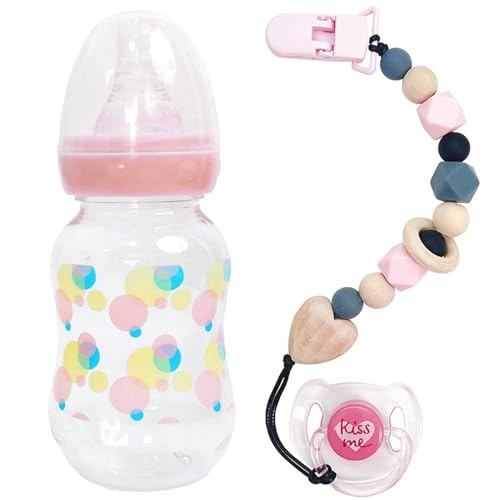 Lawnrden Spielzeugbabyflaschen für Puppen, Babypuppenflaschen mit Schnuller, süßes sicheres Spielzeug für Puppen mit Schnuller und Kettenspaß -Simulationszubehör für Kinder Lawnrden Spielzeugbabyflaschen für Puppen, Babypuppenflaschen mit Schnuller, süßes sicheres Spielzeug für Puppen mit Schnuller und Kettenspaß -Simulationszubehör für Kinder von Lawnrden