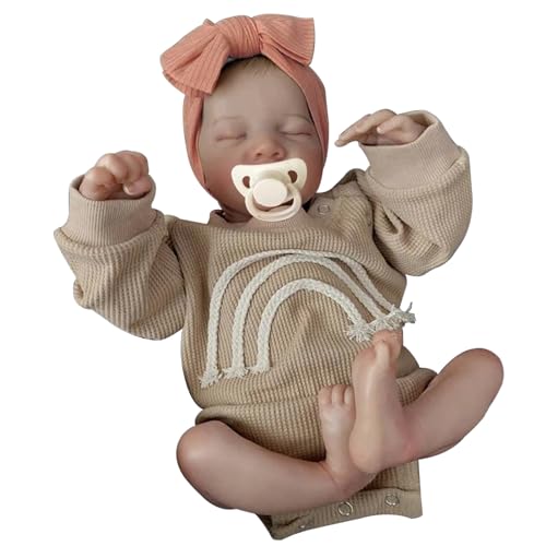 Lawnrden Wiedergeborene Puppen 19-Zoll lebensechte Babypuppe, realistisches Babypuppenmädchen süß schlafende wiedergeborene Puppen Silikon-Babypuppe mit Accessoires Kinder Alter 3+ Sili von Lawnrden