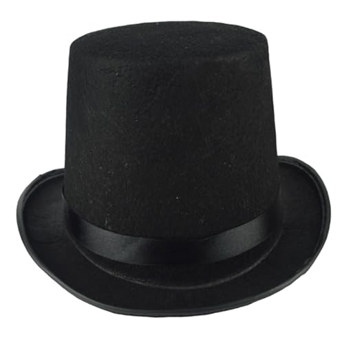 Lawnrden Wolle Top -Hut für Männer, Satin -Gefüge Toper Hut Schwarze Männer Tophat Weihnachtskostüm Cap, Halloween Kostümzubehör von Lawnrden