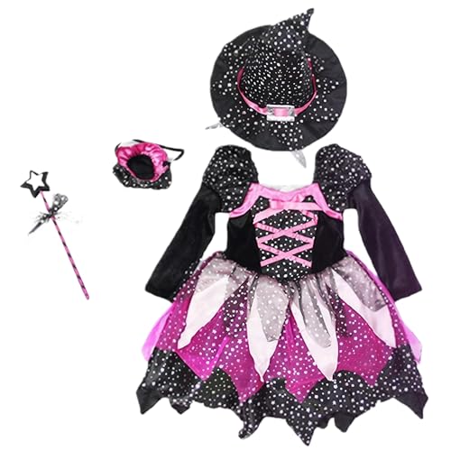 Mädchen leuchten Hexenkostümset, Kleinkind -Hexenkostüm, süße Prinzessin für Mädchen umfasst Lichtkleid, Zauberstab, Hut und Einkaufstasche für Halloween -Cosplay -Partykleid, 110 cm Mädchen leuchten Hexenkostümset, Kleinkind -Hexenkostüm, süße Prinzessin für Mädchen umfasst Lichtkleid, Zauberstab, Hut und Einkaufstasche für Halloween -Cosplay -Partykleid, 110 cm von Lawnrden