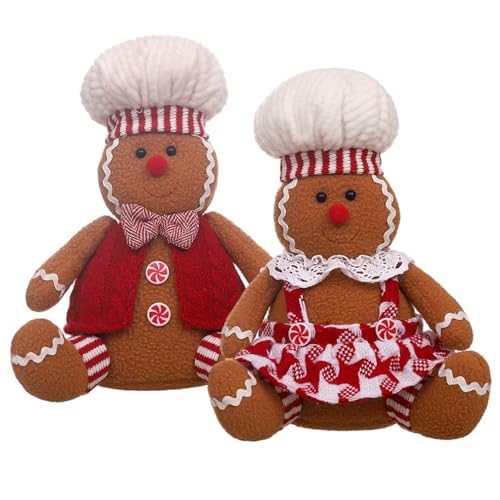 Weihnachtsdekorationen, 2pcs Lebkuchen Mann Plüschspielzeug 9, 5 Zoll süße Weihnachtsgefüllte Tiere für Weihnachten Tree Topper Xmas Party Tischdekoration Weihnachtsdekorationen, 2pcs Lebkuchen Mann Plüschspielzeug 9, 5 Zoll süße Weihnachtsgefüllte Tiere für Weihnachten Tree Topper Xmas Party Tischdekoration von Lawnrden