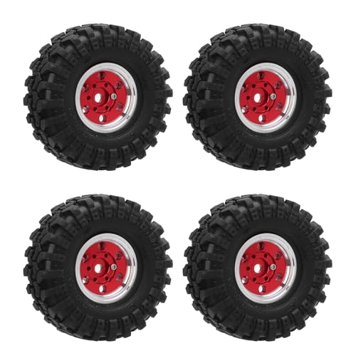 Lazmin112 1,0 Beadlock Wheel Rim, RC Car Beadlock Wheel Rand Leicht zu Installieren mit Reifen für 1/24 RC Crawler Car (Rot) von Lazmin112