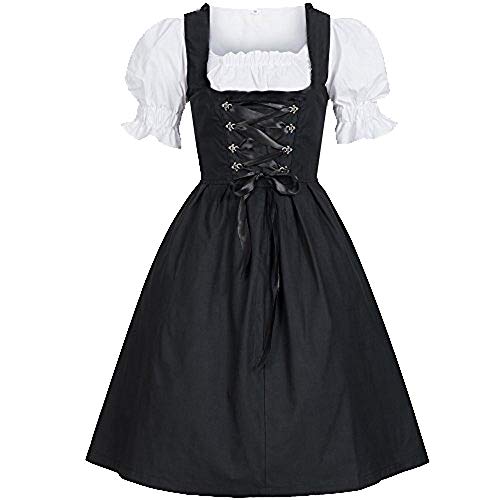 Lazzboy Kostüm Oktoberfest für Damen Bayerisches Biermädchen Dirndl Tavern Maid Dress(XL,Schwarz) von Lazzboy