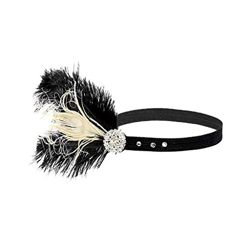 Lazzboy kostüm Accessoires Frauen Hut Gurt Blume Feder Partyhut Haarspange Stirnband zubehör Damen 1920s mit 20er Jahre Stil Flapper Haarband inspiriert von Great Gatsby (Mehrfarbig) von Lazzboy