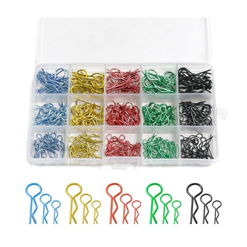 Lbvzxkad 260 STK. 1/8 1/10 1/16 RC Auto Karosserie R Clips Karosseriestift Metall Karosserieclip Stift Spielzeugzubehör von Lbvzxkad