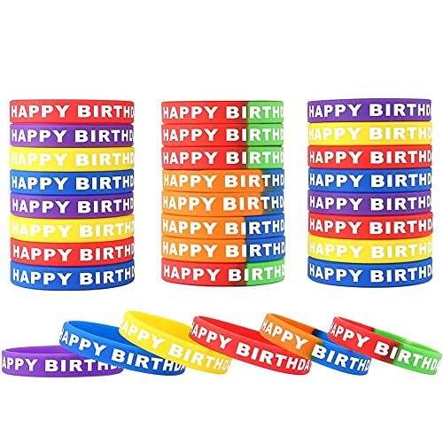 Lckiioy 18 StüCk Happy Birthday GummiarmbäNder, Farbige SilikonarmbäNder für GeburtstagsfeierzubehöR BegüNstigt 6 Stile von Lckiioy