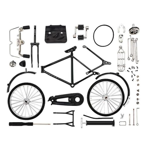 Lckiioy DIY Mini Legierung Fahrrad Modell Retro Simulation Metall Fahrrad Zusammenbau Pädagogische Sammlung Spielzeug für Kinder Geschenke Einfache Installation Schwarz von Lckiioy