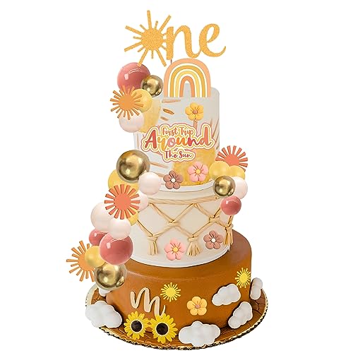 35 Stück First Trip around The Sun Cake Toppers, Boho Sun Cake Toppers Party Decorations for Baby First Birthday Sun Theme Party and Sunshine Birthday Decorations von Lcnjscgo