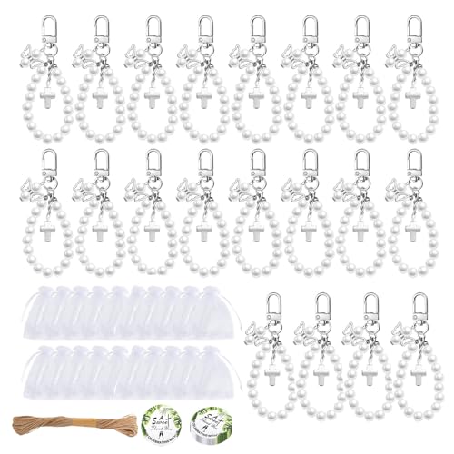 Ldabrye 20 Sets symbolische Kreuze, Perlen, Schlüsselanhänger, Geschenk, elegante Hochzeit, Taufe, Gastgeschenk mit Organza-Beuteln, elegante Perlen, Charm-Kreuze, Schlüsselanhänger, Geschenksets Ldabrye 20 Sets symbolische Kreuze, Perlen, Schlüsselanhänger, Geschenk, elegante Hochzeit, Taufe, Gastgeschenk mit Organza-Beuteln, elegante Perlen, Charm-Kreuze, Schlüsselanhänger, Geschenksets von Ldabrye