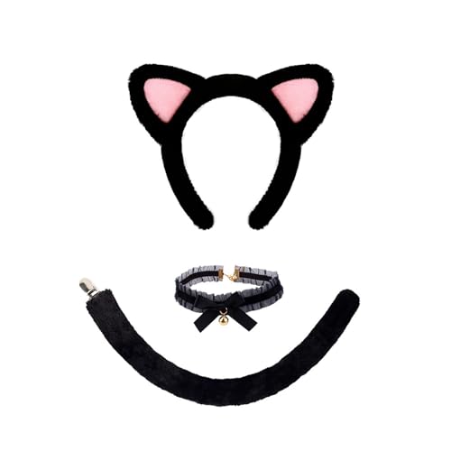 Ldabrye 3/4-teiliges Katzenkostüm, Cosplay, Ohren, Stirnband, Glocken, Choker, Schwanz, Tutu, Halloween, Tier-Kostüm, Zubehör-Set, Kostüm Ldabrye 3/4-teiliges Katzenkostüm, Cosplay, Ohren, Stirnband, Glocken, Choker, Schwanz, Tutu, Halloween, Tier-Kostüm, Zubehör-Set, Kostüm von Ldabrye