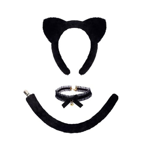 Ldabrye 3/4-teiliges Katzenkostüm, Cosplay, Ohren, Stirnband, Glocken, Choker, Schwanz, Tutu, Halloween, Tier-Kostüm, Zubehör-Set, Kostüm Ldabrye 3/4-teiliges Katzenkostüm, Cosplay, Ohren, Stirnband, Glocken, Choker, Schwanz, Tutu, Halloween, Tier-Kostüm, Zubehör-Set, Kostüm von Ldabrye