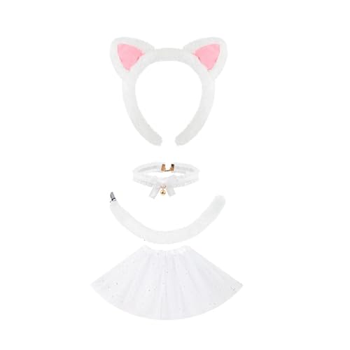 Ldabrye 3/4-teiliges Katzenkostüm, Cosplay, Ohren, Stirnband, Glocken, Choker, Schwanz, Tutu, Halloween, Tier-Kostüm, Zubehör-Set, Kostüm Ldabrye 3/4-teiliges Katzenkostüm, Cosplay, Ohren, Stirnband, Glocken, Choker, Schwanz, Tutu, Halloween, Tier-Kostüm, Zubehör-Set, Kostüm von Ldabrye