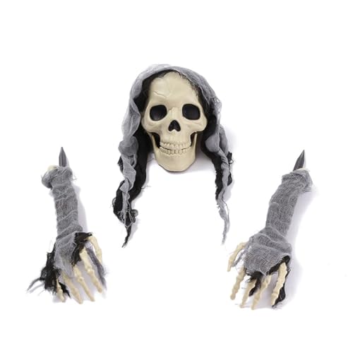 Ldabrye 3 x Halloween-Skelett, realistische Handknochen, Halloween-Dekoration, Horror-Requisiten für Garten, Haus, Hof, Party von Ldabrye