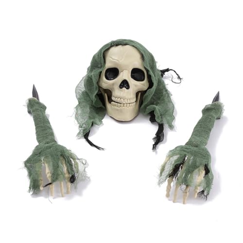 Ldabrye 3 x Halloween-Skelett, realistische Handknochen, Halloween-Dekoration, Horror-Requisiten für Garten, Haus, Hof, Party von Ldabrye