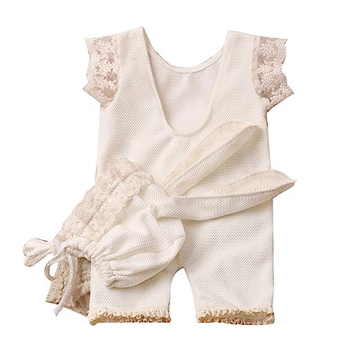 Ldabrye Baby Fotokleidung Prinzessinnen Spitzen Overall Und Häschenohren Mütze Rückenfreier Strampler Elegantes Einteiliges Geschenk Für Neugeborene von Ldabrye