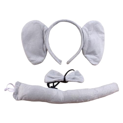 Ldabrye Bühnen-Kostüm-Set, Plüsch, Anime-Ohr, Stirnband/Schwanz/Fliege, Outfit-Set für Kinder, Cosplay, Maskeraden, Partyzubehör von Ldabrye