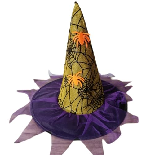 Ldabrye Cosplay Kostüm Hexenkappen Spinnen Zauberer Hut für alle Altersgruppen Halloween Party Hut Rollenspiel Hexenhut Cloche Caps Kopfbedeckung von Ldabrye