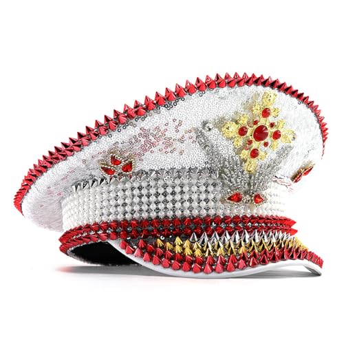 Ldabrye Einzigartige Glitzerhut Stilvolle Pailletten Verschönerte Captain Hat Stylish Party Unisex Accessoire von Ldabrye