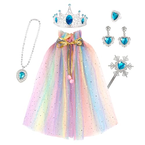 Ldabrye Feenkostüm Prinzessin Party Dress Up Prinzessin Cape Umhang Schmuck Mädchen Geburtstagskostüm Feenprinzessin Kostüm von Ldabrye