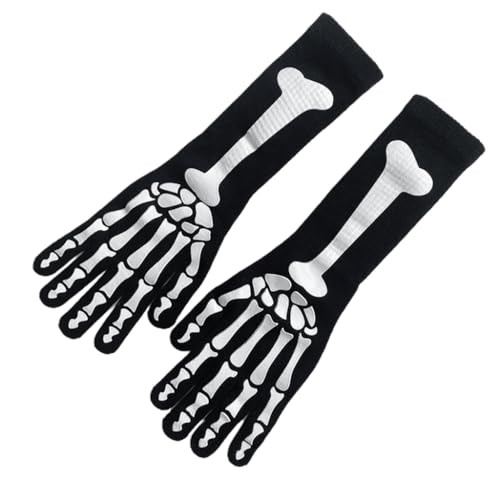 Ldabrye Halloween-Skelett-Klauen-Handschuhe, leuchten im Dunkeln, Kostüm-Handschuhe, Totenkopf-Hut, Party-Requisiten, Handwärmer von Ldabrye