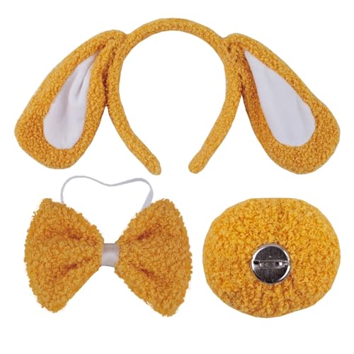 Ldabrye Hundekostüm-Set, Ohrenschwanz, Schleifen, Nase, Handschuh, Tier-Kostüm, Zubehör, Kinder, Mädchen, Halloween, Cosplays, Requisiten von Ldabrye