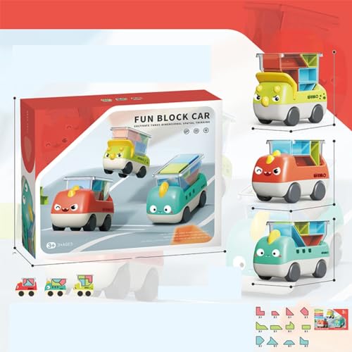 Ldabrye Kinder Auto Spielzeug Baustein Pädagogisches Auto Spielzeug Geometrische Puzzle Block LKW Reibung Auto Baby Hand Auge Koordination Spielzeug von Ldabrye