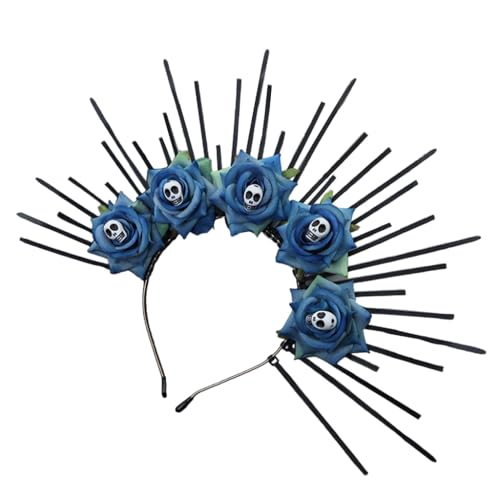 Ldabrye Kronen Stirnband für Frauen Totenkopf Blume Halloween Stirnband Dunkle Serie Haarband Tiaras Party Kostüm Hairhoop von Ldabrye