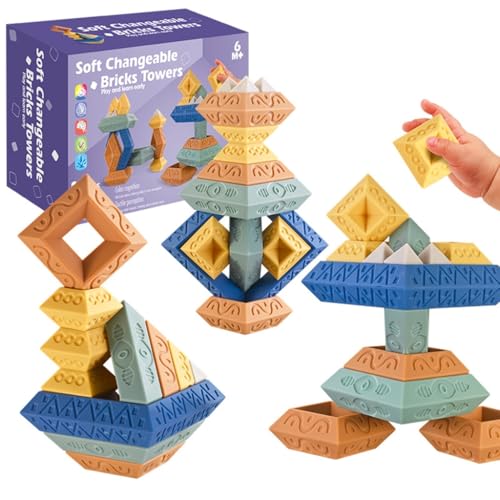 Ldabrye Schöne Pyramide Pyramidenspielzeug Stapelspiel Stapelblock Für Kleinkinder Kinder Jungen Und Mädchen von Ldabrye