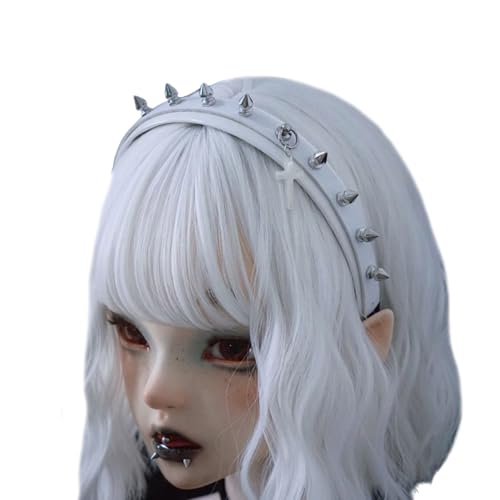 Ldabrye Stirnband Punk Nieten Stirnband PU Spiked Hair Hoop Gothic Rock Kopfbedeckung für Cosplay Uni Rock Spiked Kopfbedeckung Zubehör Haarband Haarschmuck für Frauen Mädchen von Ldabrye