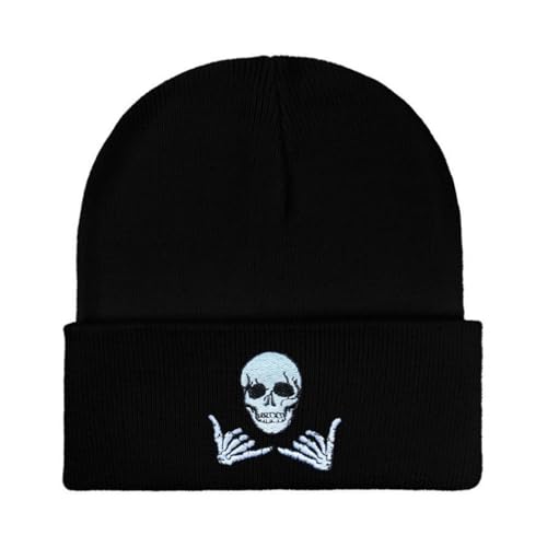 Ldabrye Unisex Totenkopf-Hut für Outdoor-Aktivitäten-Hut mit Skelett-Hut, Pullover, Unisex-Hut, Weberei, Totenkopfmützen, 2000er Jahre von Ldabrye