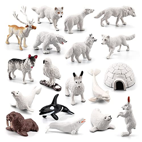 Ldabrye Wilde Tiermodelle Set Harz Simulation Weiße Eule Polarfuchs Ornament Realistisches Kognitives Spielzeug Partybevorzugungen Dekor von Ldabrye