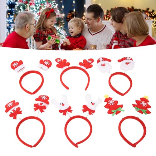 Ldafava Weihnachts-Stirnbänder, 6-teiliges Weihnachts-Stirnband-Set, elastisch, dekorativ, Weihnachts-Stirnband, Kopfbedeckung für Erwachsene, Kinder, Festival, Kostümparty von Ldafava