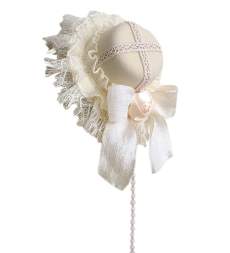 Ldbuejiaja Elegante Spitzenhut-Haarspange, Cosplay-Band, handgefertigtes Haar-Accessoire für Frauen, Perlen, Fascinator, Cocktail-Hut von Ldbuejiaja