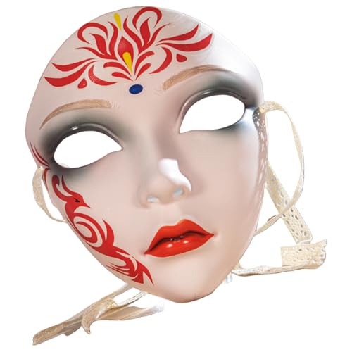 Ldbuejiaja Handbemalte Vollgesichtsmaske für Damen und Herren, Requisiten für Halloween-Party von Ldbuejiaja