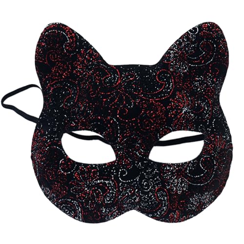 Ldbuejiaja Katzengesichtsmaskerade, halbes Gesicht, Halloween-Tierkostüm für Damen und Herren, Halloween-Maskerade von Ldbuejiaja