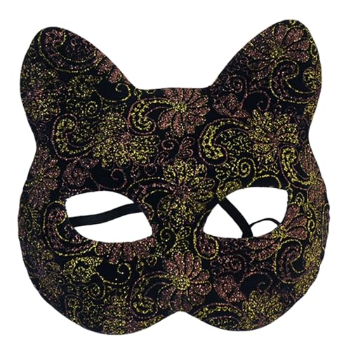 Ldbuejiaja Katzengesichtsmaskerade, halbes Gesicht, Halloween-Tierkostüm für Damen und Herren, Halloween-Maskerade von Ldbuejiaja