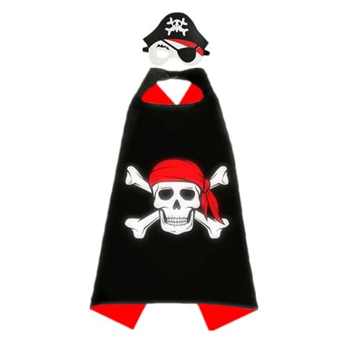 Ldbuejiaja Kinder-Skelett-Umhang mit Cosplay, Piratenkostüm-Set für Mottoparty, Cosplay, Party, Kindergeburtstag von Ldbuejiaja